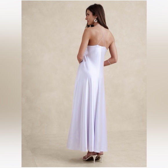 New! BANANA REPUBLIC Luxurious 💯% Silk Maxi Dress, Whisper Violet, Sz L 🎁 - Picture 3 of 7